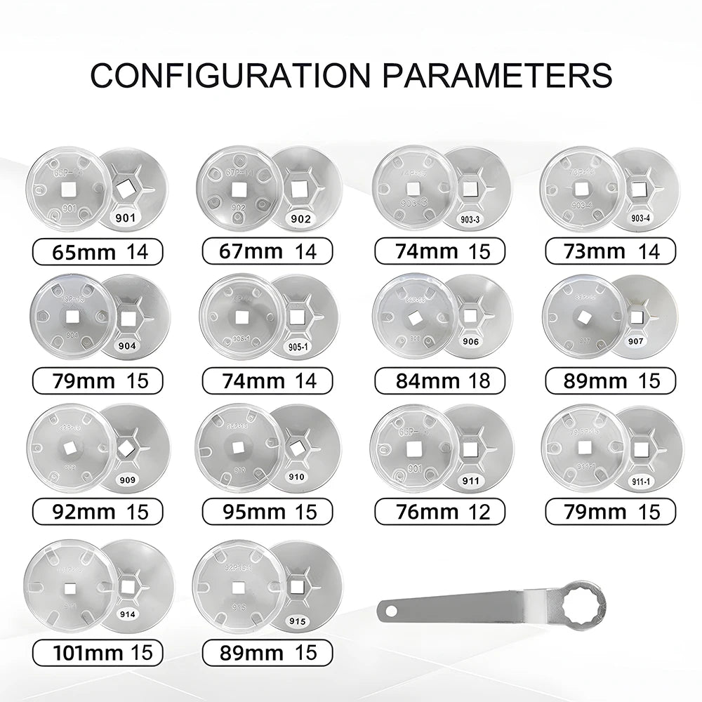 Alu-Ölfilterkappen Satz Ölfilterschlüssel für Öl Wechsel